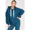 Modrá dámská bavlněná mikina s kapucí