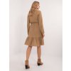 Světle hnědé mini šaty s dlouhým rukávem