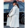 Šedý dámský dlouhý oversize kabát na zavazování CASHMELY