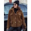 Dámský hnědý krátký oversize kabát CLASSIVO