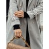Světle šedý dámský dlouhý oversize kabát CAMELLYN