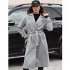 Šedý dámský dlouhý oversize kabát CAMELLYN (Velikost ONE SIZE)