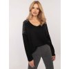 Černý dámský svetr s kamínky na ramenou (Velikost ONE SIZE)
