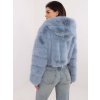 Světle modrý dámský krátký kožíšek s kapucí