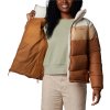 Smetanovo-hnědá dámská zimní prošívaná bunda Columbia Puffect II Colorblock Jacket (Velikost L)