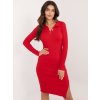 Červené dámské bavlněné žebrované šaty (Velikost ONE SIZE)
