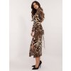 Dámské midi šaty s leopardím vorem a rozparkem