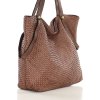 MARCO MAZZINI Hnědá velká taška shopper z tkané kůže