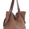 MARCO MAZZINI Hnědá velká taška shopper z tkané kůže