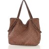 MARCO MAZZINI Hnědá velká taška shopper z tkané kůže