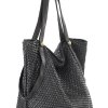 MARCO MAZZINI Černá velká taška shopper z tkané kůže