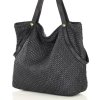 MARCO MAZZINI Černá velká taška shopper z tkané kůže