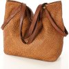 MARCO MAZZINI Camel velká taška shopper z tkané kůže