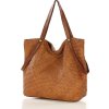 MARCO MAZZINI Camel velká taška shopper z tkané kůže