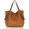 MARCO MAZZINI Camel velká taška shopper z tkané kůže