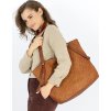 MARCO MAZZINI Camel velká taška shopper z tkané kůže