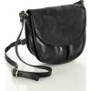 MARCO MAZZINI Černá kožená crossbody kabelka s klopou