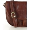 MARCO MAZZINI Hnědá kožená crossbody kabelka s klopou