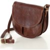 MARCO MAZZINI Hnědá kožená crossbody kabelka s klopou