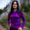 Fialovo-růžové dámské funkční tričko s dlouhým rukávem (Velikost S)