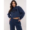 Tmavě modrá dámská tepláková souprava s crop mikinou (Velikost S)