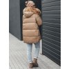 Béžová dámská prošívaná zimní bunda s kapucí MELOMA