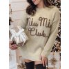Béžový dámský teplý svetr s vyšívaným nápisem MIU MIU