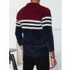 Vínovo-modrý pánský teplý svetr s bílými pruhy