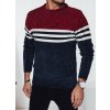 Vínovo-modrý pánský teplý svetr s bílými pruhy