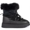Černé dámské sněhule s kožíškem na silné podrážce