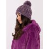 Fialová pletená zimní čepice s kamínky