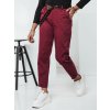 Vínové dámské rovné kalhoty s páskem LEOCINCIN