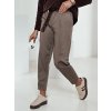 Khaki dámské rovné kalhoty s páskem LEOCINCIN