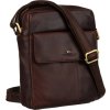 Peterson Elegantní tmavě hnědá pánská kožená taška přes rameno
