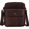 Peterson Elegantní tmavě hnědá pánská kožená taška přes rameno