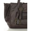 MARCO MAZZINI Tmavě hnědá dámská tříkomorová kožená shopper kabelka