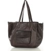 MARCO MAZZINI Tmavě hnědá dámská tříkomorová kožená shopper kabelka