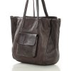 MARCO MAZZINI Tmavě hnědá dámská tříkomorová kožená shopper kabelka