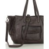 MARCO MAZZINI Tmavě hnědá dámská tříkomorová kožená shopper kabelka