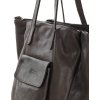MARCO MAZZINI Tmavě hnědá dámská tříkomorová kožená shopper kabelka