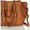 MARCO MAZZINI Camel dámská tříkomorová kožená shopper kabelka