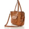MARCO MAZZINI Camel dámská tříkomorová kožená shopper kabelka