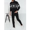 Černý pánský stylový svetr s norským vzorem