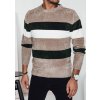Béžový teplý pánský svetr s módními pruhy