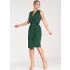 Dámské tmavě zelené midi šaty s páskem (Velikost S)