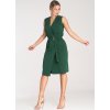 Dámské tmavě zelené midi šaty s páskem (Velikost S)