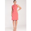 Korálové elegantní midi šaty bez rukávů