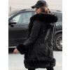 Černá dámská bunda s kožíškem FURRWINT (Velikost S)