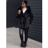 Černá dámská zimní prošívaná bunda s kožíškem FURSOFT (Velikost S)