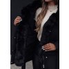 Černá dámská zimní prošívaná bunda s kožíškem FURSOFT (Velikost S)